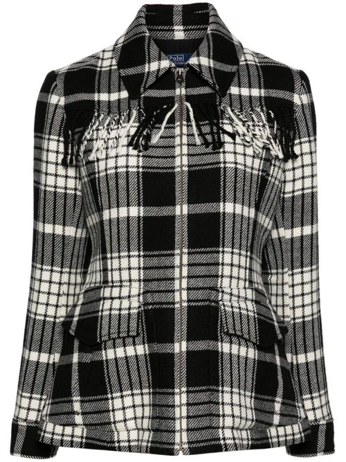 Fringe-trim wool jacket - Black