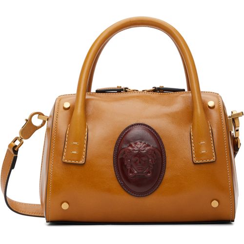 Tan Roomy Small Leather Boston Bag