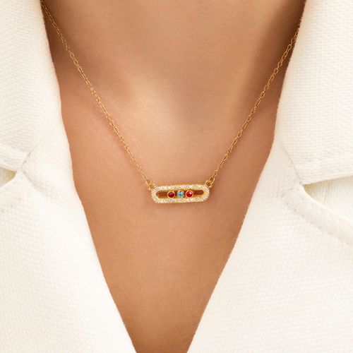 Birthstone Kinetic Pavé Necklace (Gold)