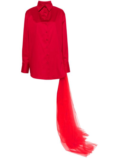 Draped shirt minidress - Red