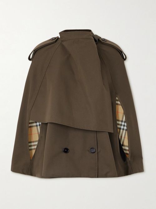 Double-breasted Cotton-gabardine Cape - Green