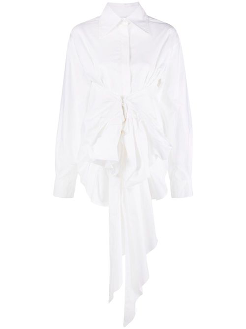 Draped-detail cotton shirt - White