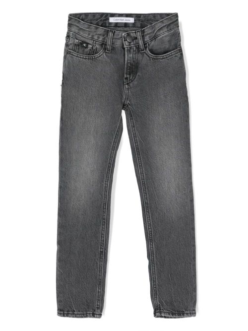 Slim-cut mid-rise jeans - Grey