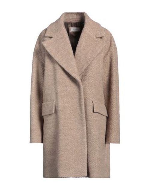 Peserico Woman Coat Sand Size 12 Alpaca wool, Virgin Wool, Polyamide, Lurex