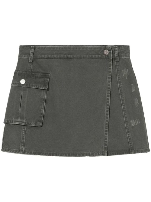 Distressed-effect panelled shorts - Grey