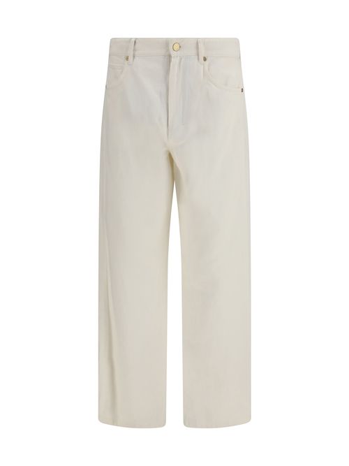 Cotton-Linen Blend Trousers — White