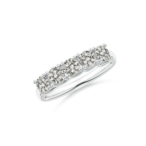 Angara 1.0 Carat Half Eternity Five Stone Diamond Wedding Band in Platinum