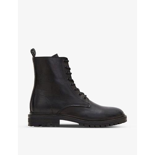 Mens Black Tobias Lace-up Leather Ankle Boots