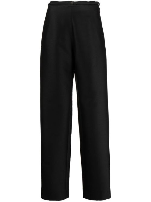 Skinny-belt straight leg trousers - Black