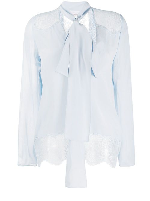 Pussy-bow silk blouse - Blue