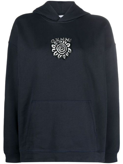 Isoli Flower organic cotton hoodie - Blue
