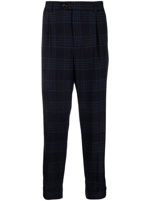 Prince Of Wales pleated trousers - Blue