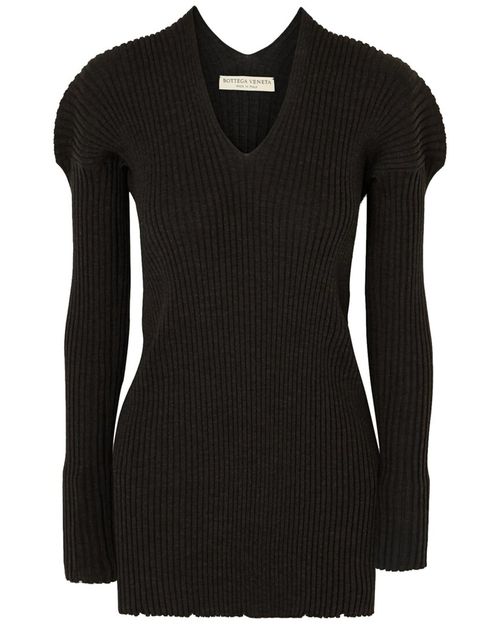 Ribbed Knit Wool Sweater