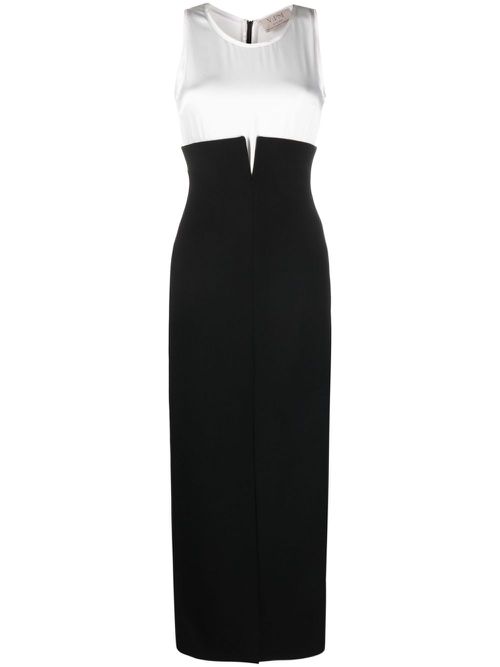 Aria two-tone crepe maxi dress - Black