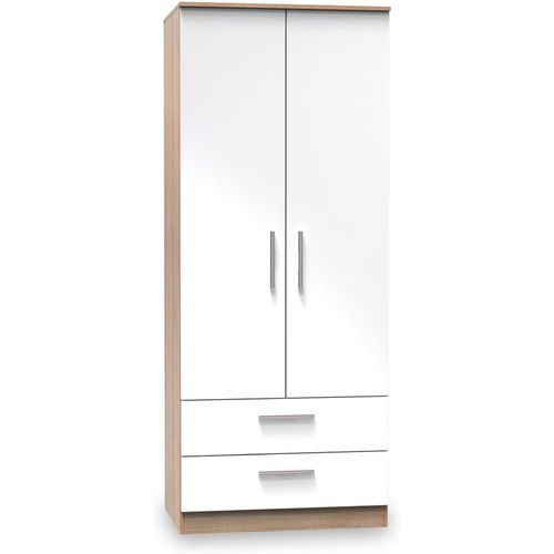 Blakely White & Light Oak 2 Door 2 Drawer Wardrobe | Roseland