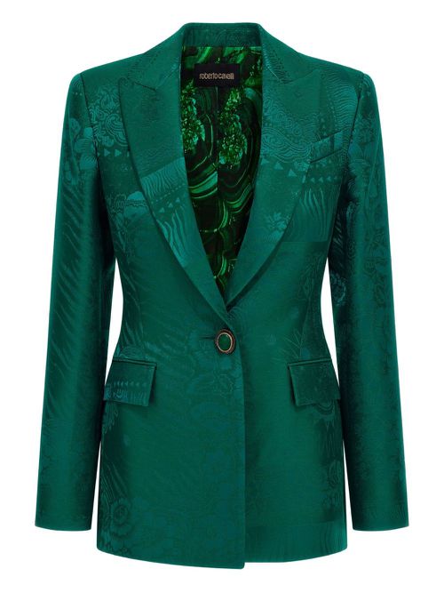 Roberto Cavalli patterned-jacquard blazer - Green