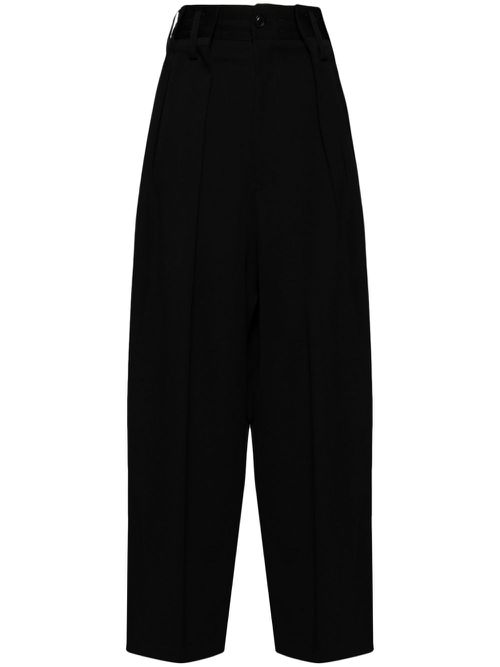Wide-leg wool trousers - Black