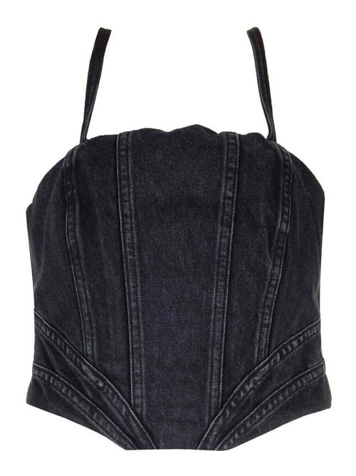 Faded Black Denim Corset