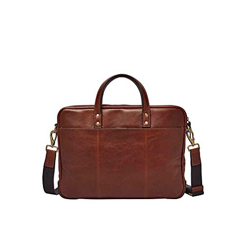 Fossil Men's Haskell Leather Single Zip Briefcase Messenger Laptop Bag
