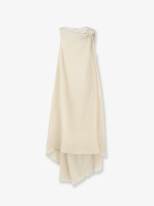 Viscose-Lyocell Blend Dress — Beige