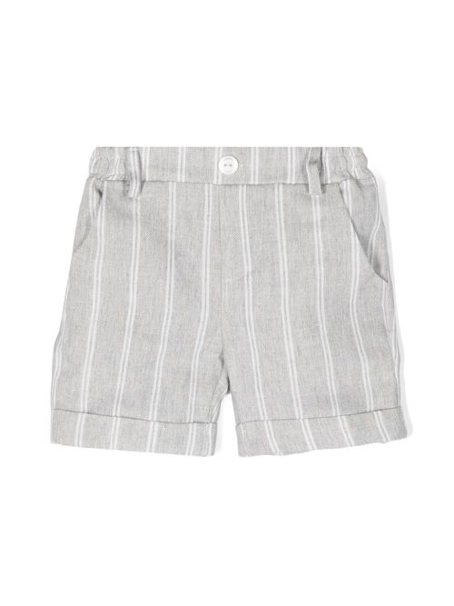 Elasticated-waist striped shorts - Grey