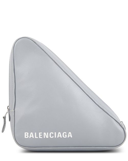 Grey Leather Triangle Pouch (Authentic Pre-Owned)