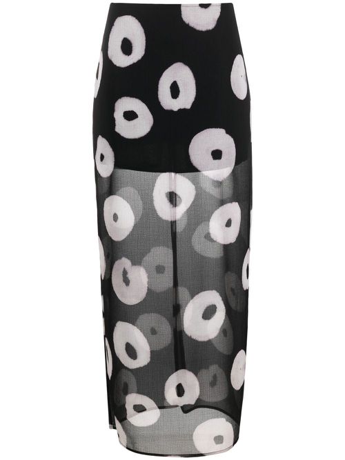 Semi sheer printed skirt - Black