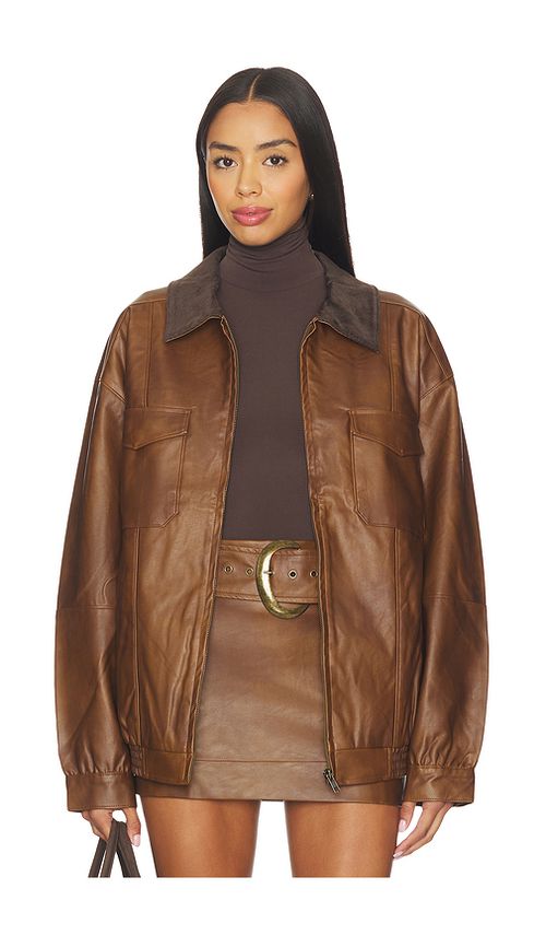 Show Me Your Mumu Maverick Bomber Jacket in Brown. XL. Also in L, M