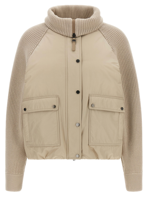 Hybrid Cotton-Knit Jacket — Beige