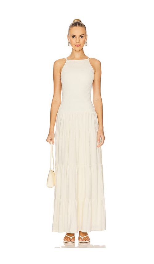 WeWoreWhat Smocked Drop Waist Maxi Dress in Ivory. Größe XL. Also in L, M