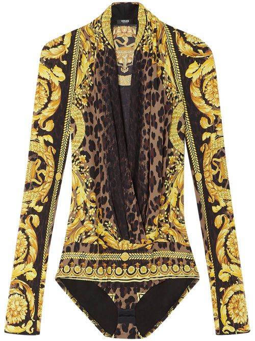Wild Barocco silk draped bodysuit - Yellow
