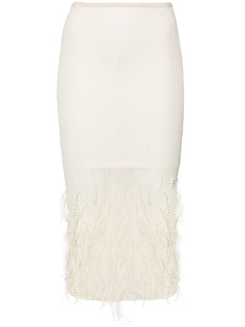 Feather-detailing midi skirt - Neutrals