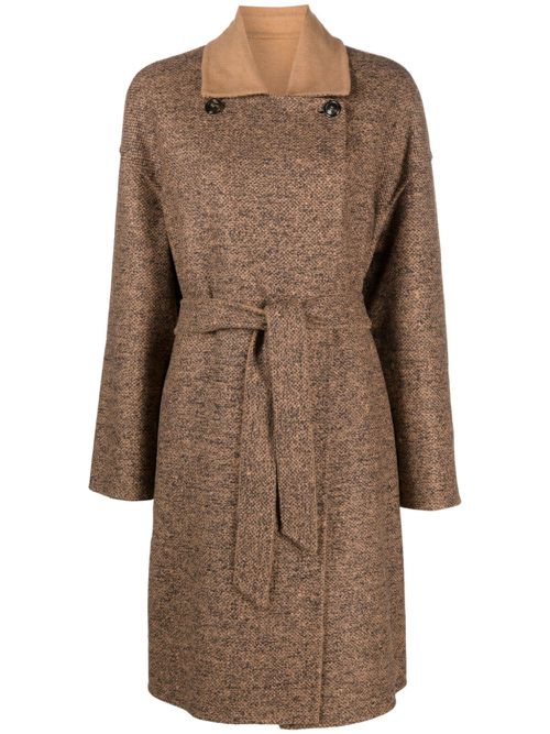 Reversible camel hair-blend coat - Brown