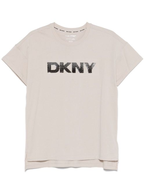 Sequin-logo T-shirt - Neutrals