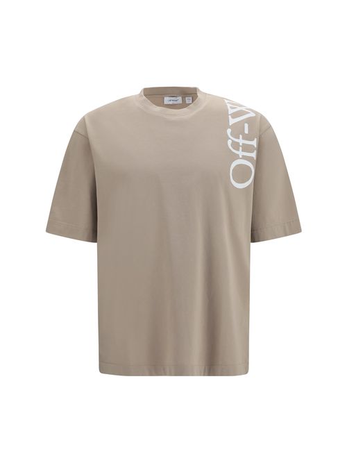 Vertical Logo Print T-Shirt — Beige