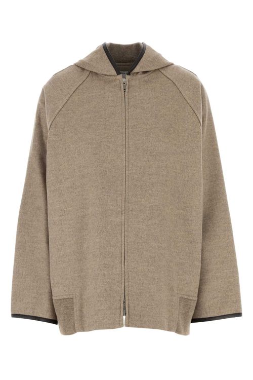 Wool-Cashmere Hooded Jacket — Beige
