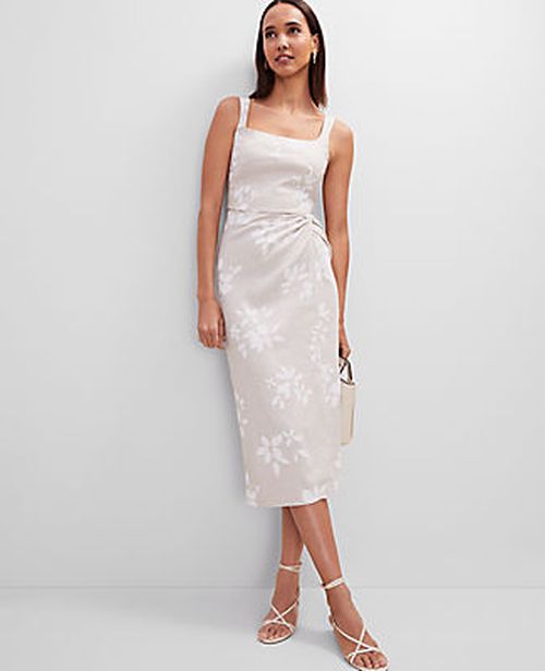 Ann Taylor Knotted Linen Blend Pencil Skirt