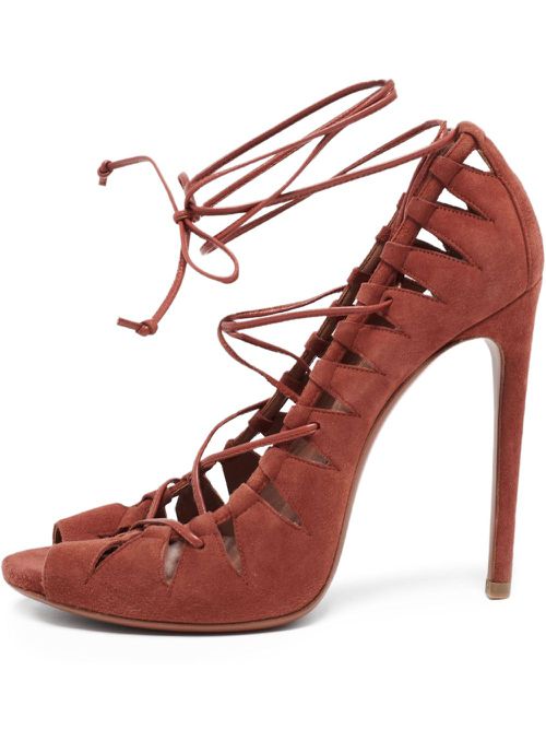120mm lace-up pumps - Brown