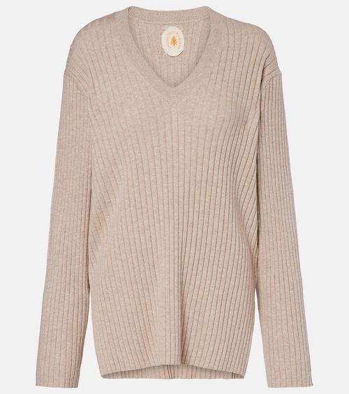 Ribbed-knit cotton and cashmere sweater