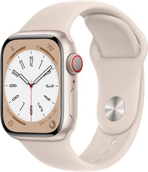 Refurbished Watch Series 8 (GPS + Cellular) 41mm Aluminum Case with Starlight Sport Band - S/M - Starlight - (2022)