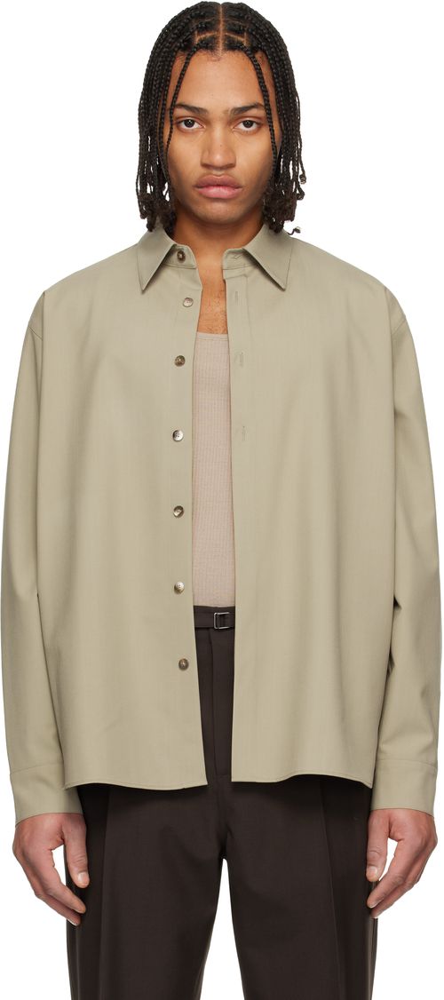 Beige Classic Wool-Blend Shirt