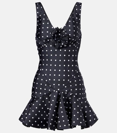 Polka-dot silk twill minidress