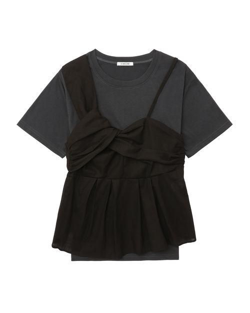 T-shirt + asymmetric cami set