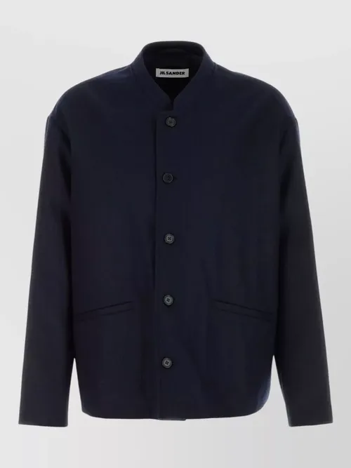 Jil Sander - long sleeve collarless jacket 151 front pocket