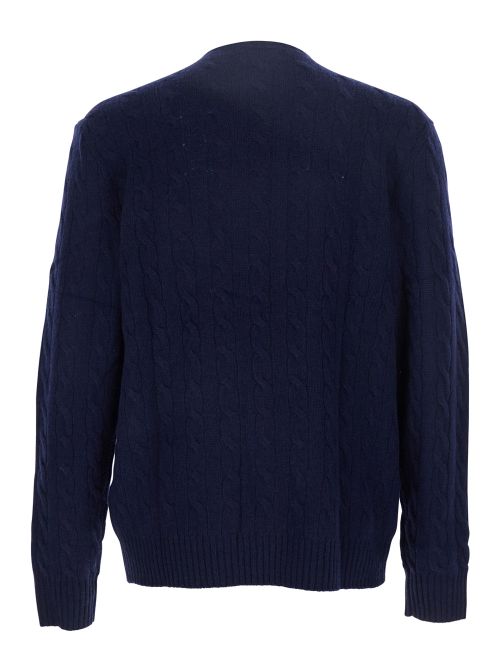 Cable-Knit Wool-Cashmere Sweater — Navy