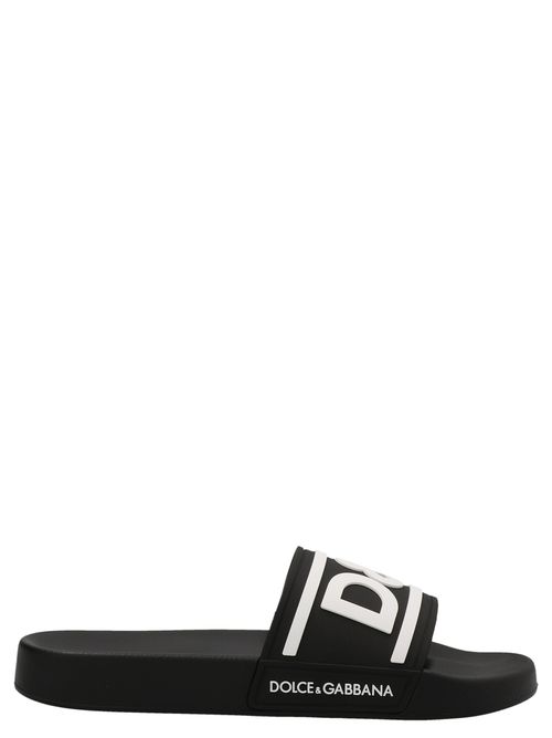 -Logo Slides Sandali Bianco/Nero-Uomo