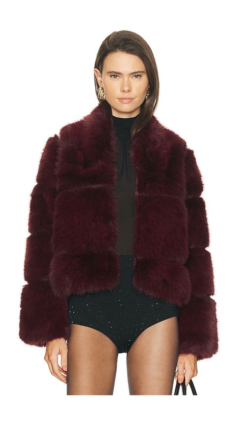 Apparis Sai Sable Coat in Burgundy. M. Also in L, S, XL