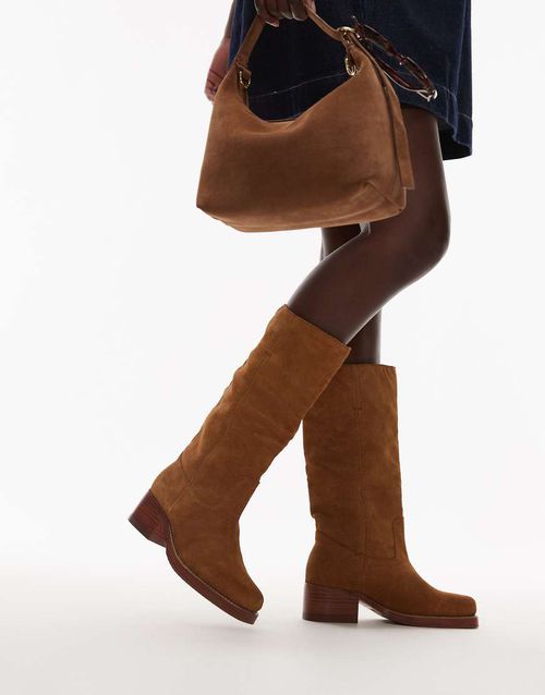 Ky-ley western knee boots in toffee washed suede-Brown