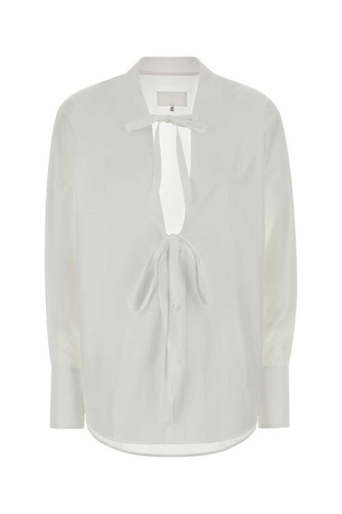 Tie-Front Cotton Shirt — White