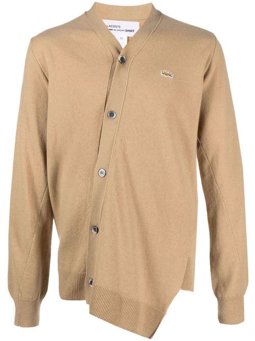 X Lacoste asymmetric wool cardigan - Brown